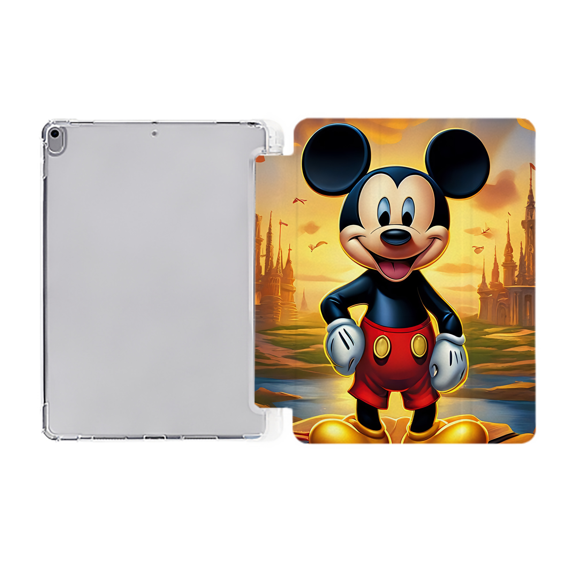（画像用） ミッキーマウス Mickey Mouse IPad ケース ペン収納付き 三つ折りスタンド PUレザー×シリコン 対応機種9.5/10.5/10.9インチ